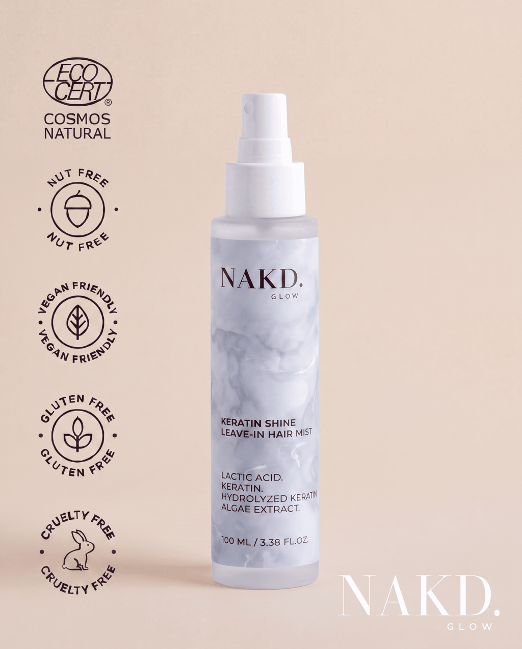 Keratin Shine Leave-In Hair Mist - NAKD-Glow® by Vaulture