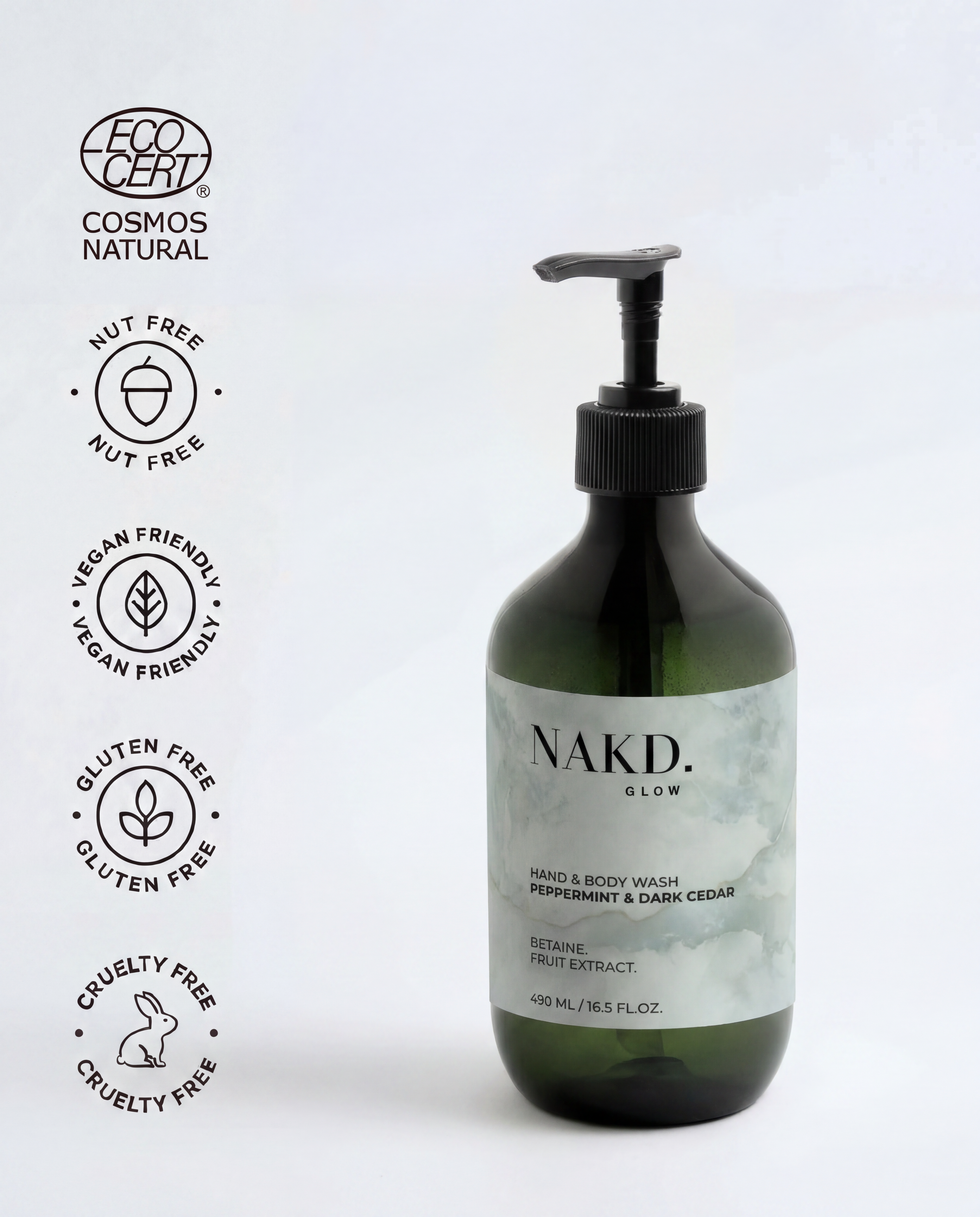 Hand & Body Wash, Peppermint & Dark Cedar