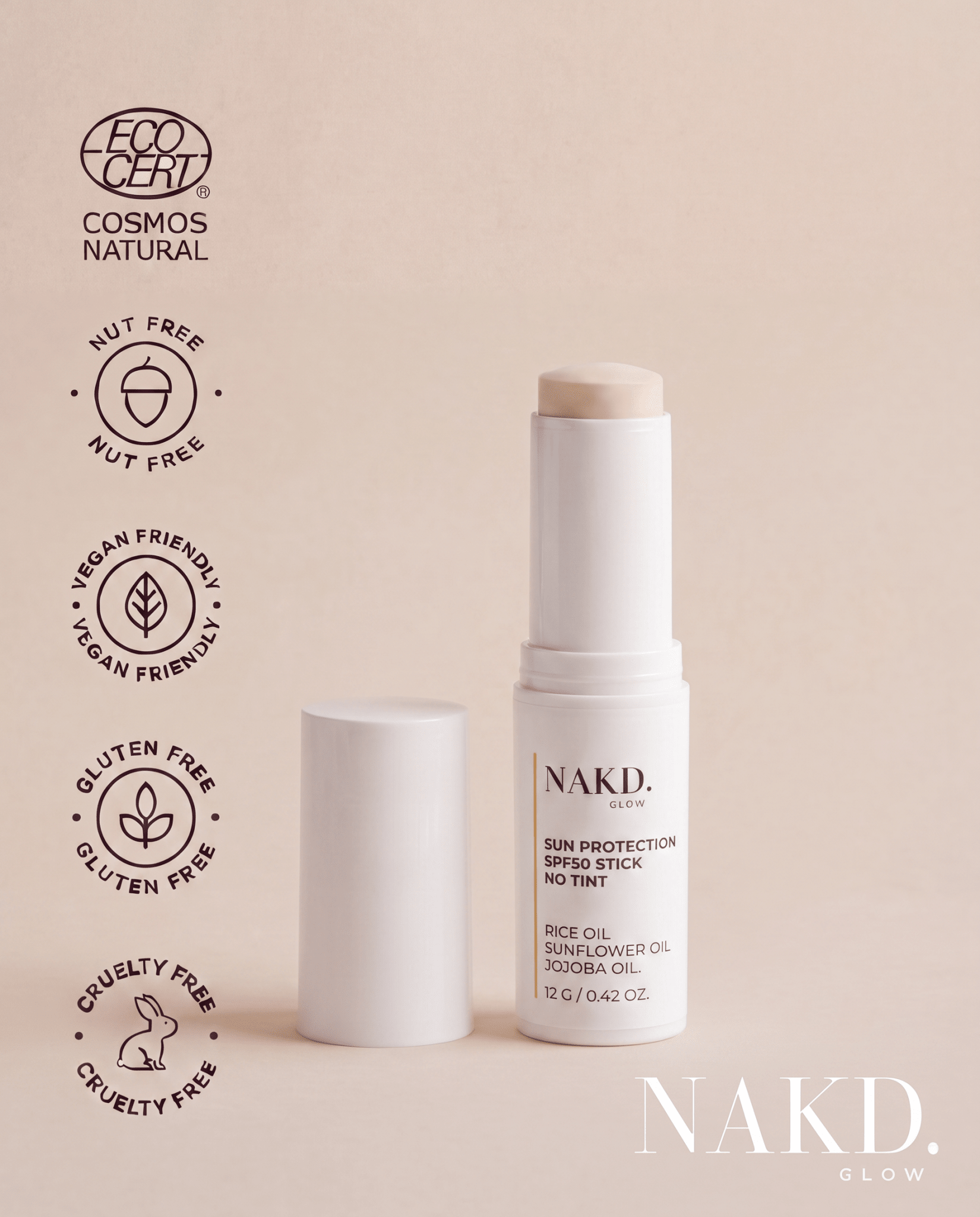 Sun Protection SPF50 Stick (no tint) - NAKD-Glow® by Vaulture