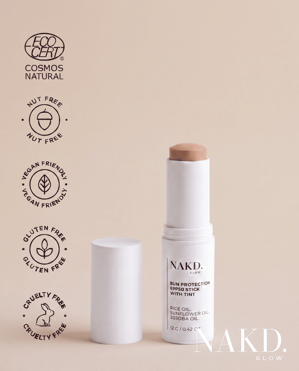 Sun Protection SPF50 Stick (with tint) - NAKD-Glow® by Vaulture